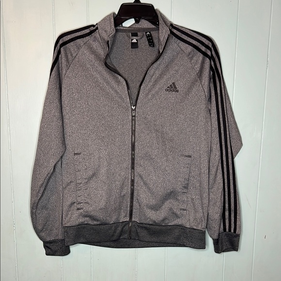 Adidas Gray Lightweight Jacket with Signature Stripes - Picture 1 of 6